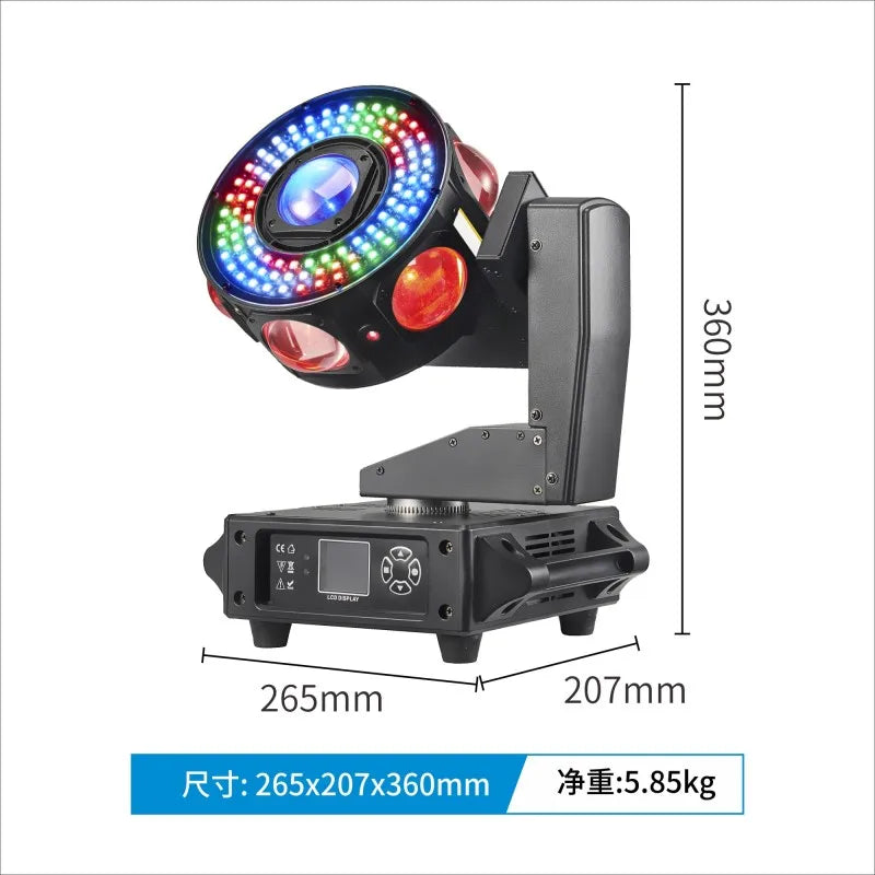 120W RGBW LED Strobe Lighting Single Flying Magnetic Laser Moving Head Effect Light for DJ Disco Stage Bar Party and Dance Club