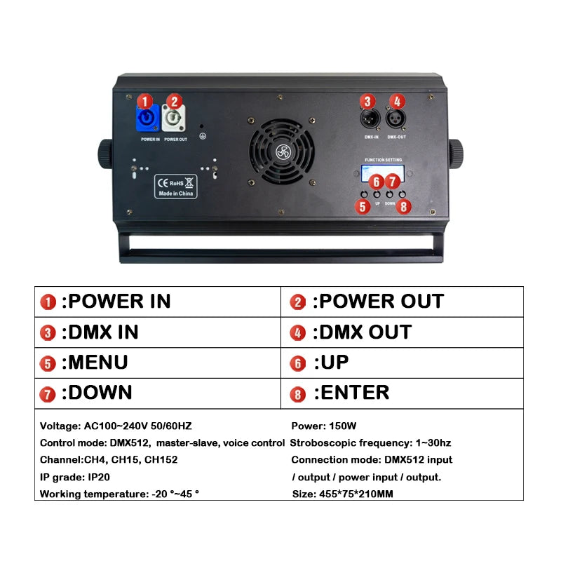 Strobe Light LED 48+8 Segement RGBW Strobe DMX Stage Lighting Washer Effect Club Night Party Dj Disco Horse Racing Lamp