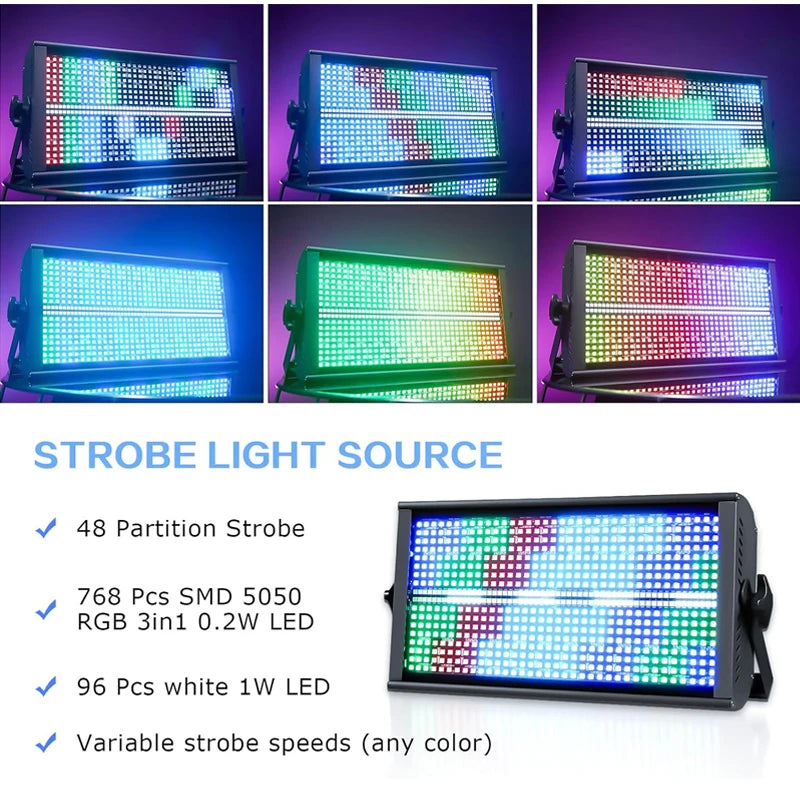 Strobe Light LED 48+8 Segement RGBW Strobe DMX Stage Lighting Washer Effect Club Night Party Dj Disco Horse Racing Lamp